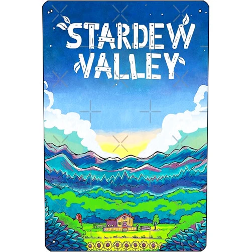 Oedrtqi Stardew Valley Poster 8 x 12 Inch Funny Metal Tin Sign Game Room Man Cave Wall Decor