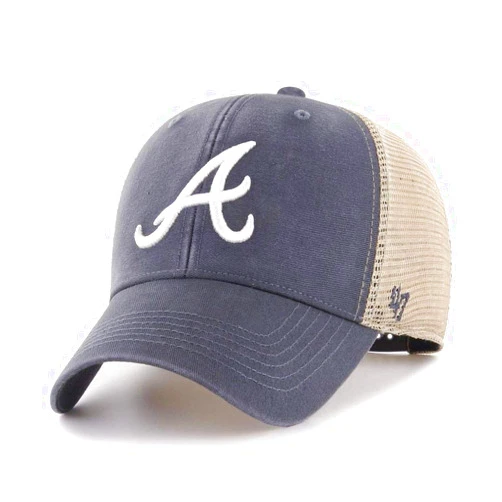 47 MLB Flagship Wash Mesh Primary Logo MVP Adjustable Hat, Adult One Size Fits All - Atlanta Braves Vintage Navy
