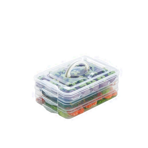 TIAN CHEN Refrigerator Organizer Bins, Plastic Food Storage Containers with Lids, 3-Layer, BPA free, Stackable Food Organizer Keeper for Snack, Vegetables, Meat, Fish (Transparent)