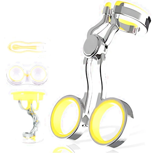 IGeyzoe Contact Lens Wearing Aids, Portable Contact Lens Eyelid Stretcher, Color Contact Lens Wearing Tool with Insert or Remove Tool/Tweeers/Contact Lens Case (Yellow)