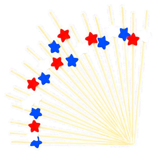 PULNCD 100 PCS Star Cocktail Picks, 4.7 Inch Red White and Blue Star Bamboo Toothpicks Cocktail Sticks for Party Drink Fruit Dessert Food Appetizers Decoration Holiday Birthday Christmas Party Decorations(A)