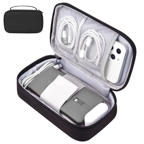 Yundoor Small Electronics Carrying Case, Charge Organizer Bag for Cable & Cords, Travel Tech Accessories, External Hard Drive (Small, Black)