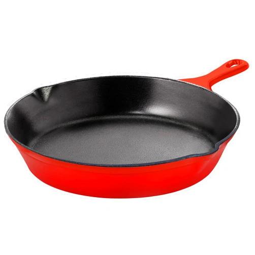 Utopia Kitchen Saute Fry Pan - Chefs Pan, Pre-Seasoned Cast Iron Skillet - Frying Pan 8 Inch - Safe Grill Cookware for Indoor & Outdoor Use - Cast Iron Pan - Cooking Gift for Men & Women (Red)