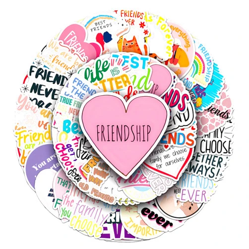 Famnaer Friendship Stickers, 50PCs BFF Best Friend Forever Stickers, Vinyl Decals, Laptop Waterbottle Stickers, Christmas Stocking Stuffers, Gift Idea Stickers for Hydro Flask[Friend]