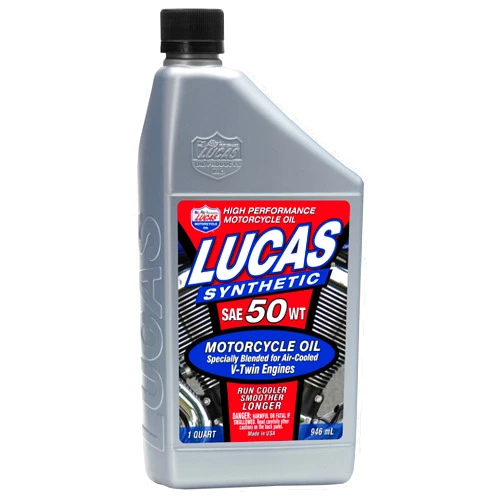 Lucas Oil 10765 Synthetic SAE 50 V-Twin Motorcycle Oil - 1 Quart (Pack of 6)
