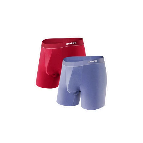 Separatec Men's Dual Pouch Underwear Comfort Flex Fit Premium Cotton Modal Blend Boxer Briefs 2 Pack