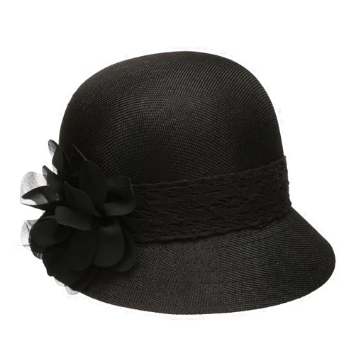 EPOCH Women's Gatsby Linen Cloche Hat with Lace Band and Flower