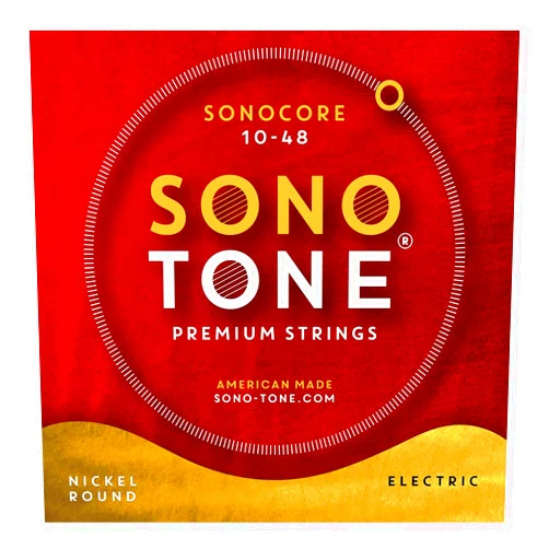 SonoTone SONOCORE, 10-48, Light, Electric Guitar Strings, Exclusive Pure Nickel Alloy Wrap, Hand-Wound, Round Core, Huge, Warm, Smooth, Round Sound, Sustain, Large Sine Waves, American Made