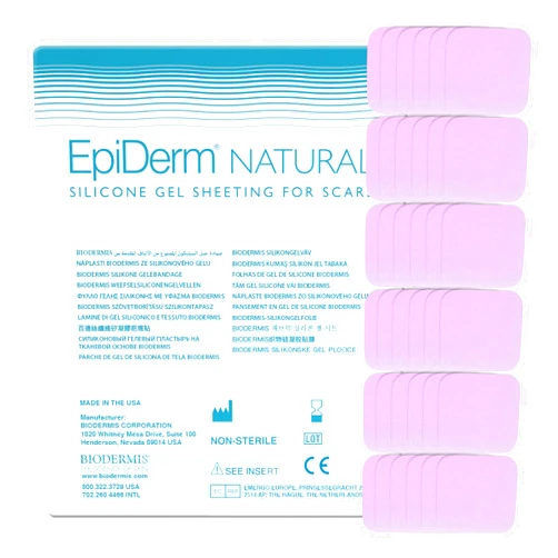 Epi-Derm Epi-Tab Squares Silicone Scar Sheets – Professional-Grade, Washable & Reusable Silicone Patches for Small Hypertrophic & Keloid Scars from Trauma, Liposuction & More - Clear, 30-Pack
