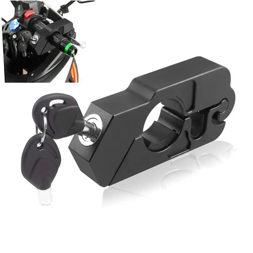 BAIONE Motorcycle Grip Lock Handlebar Throttle Security Lock Anti-Theft Scooters fit for ATV Motorcycles Dirt Street Bike (Black)
