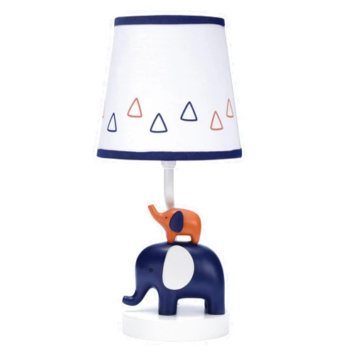 Lambs & Ivy Playful Elephant Blue/White Nursery Lamp with Shade and Light Bulb