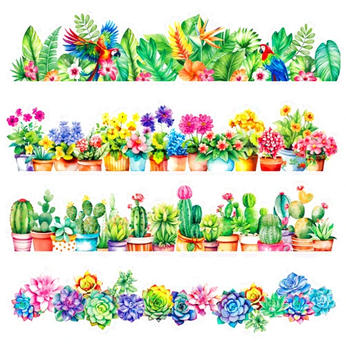 Dispowreath 80 Pcs 78 ft Succulents Bulletin Board Borders Stickers Cactus Bulletin Board Border Cactus Classroom Decoration Bulletin Board Decorations for Workplace Succulent Classroom Decor Nursery