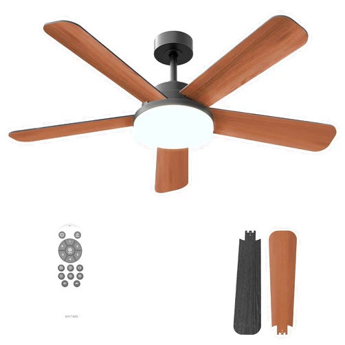 BritMo Ceiling Fans with Lights and Remote Control 52 Inch, 6 Speeds, 5 Blades, 2844 LM, 3CCT Dimmable LED, Reversible DC Motor, Black Quick-Fit Low Profile Ceiling Fan for Bedroom Living Room Indoor Outdoor