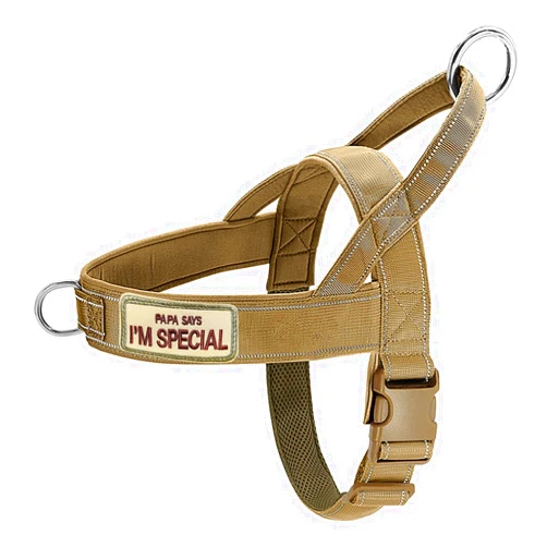 QIFBYFB No Pull Dog Harness Brown for Small Medium Large Sized Dogs, Reflective Escape Proof Adjustable Dog Harnesses with 2 Patch, S
