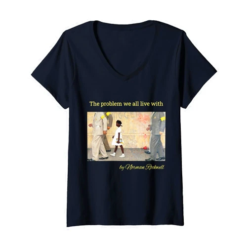 LIFESTYLE DESIGNS Womens The problem we all live with.Ruby Bridges by Norman Rockwell V-Neck T-Shirt