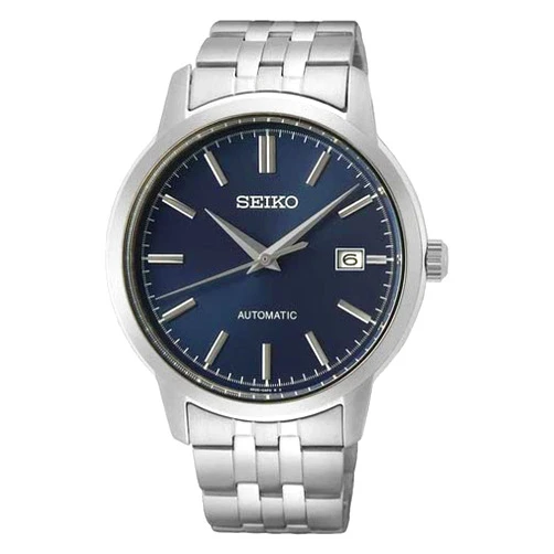 SEIKO Men's Blue Dial Silver Stainless Steel Band Automatic Watch
