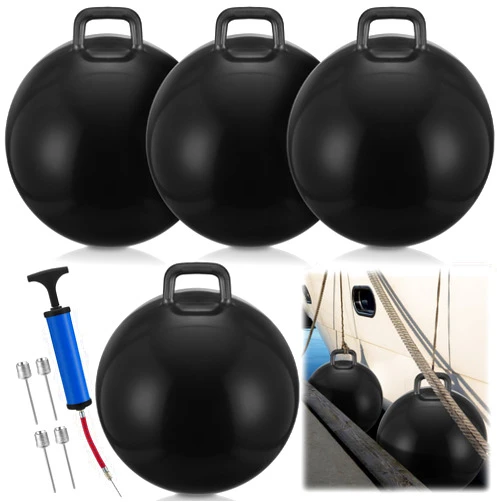 Sonwyoung 4 Pcs 24'' Inflatable Boat Bumper for Docking Big Bumper Inflatable Round Ball Large Boat Buoys Bumpers for Marine Fishing Pontoon Yachts Tie up Raft