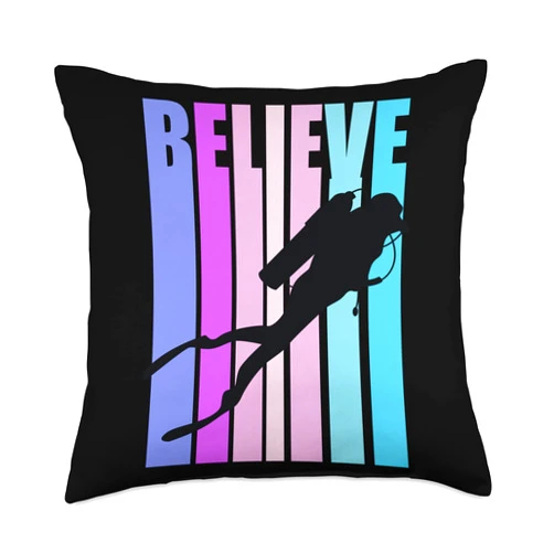 Lush Scuba Womens Scuba Diver Deep Sea Diving Woman Swim Throw Pillow, 18x18, Multicolor