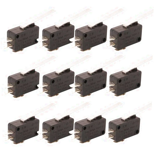 CESFONJER 12Pcs Micro Limit Switch | Momentary Hinge Metal Roller Lever Micro Switch AC 5A 125 250V SPDT 3 Pins - Black