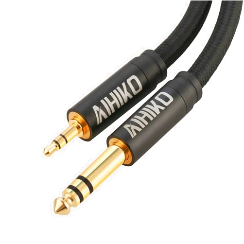 AIHIKO 1/4 to 1/8 TRS Cable with Zinc Alloy Housing and Gold Plugs Nylon Braid Stereo 6.35mm to 3.5mm Mini Jack Audio Cord for Phone, Laptop, Home Theater Devices and Amplifiers - 16 FT
