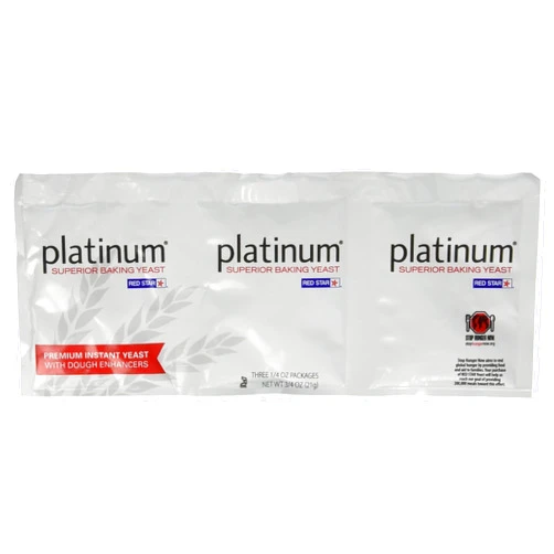 Red Star Platinum Premium Instant Yeast with Dough Enhancers - Three 1/4 oz Packages per Sleeve (Two Sleeves for Total of 6 pkgs)