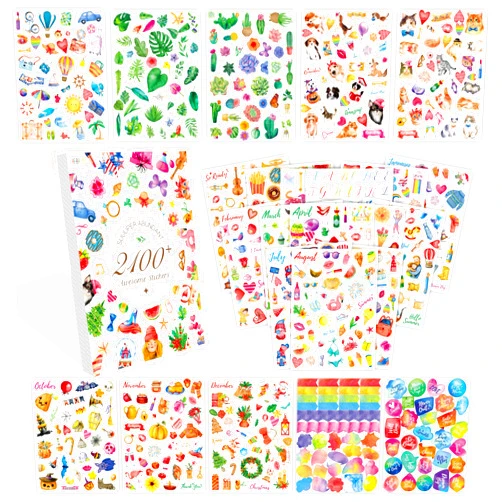 Hebayy Suuuper 2100+ PCS Planner Stickers, Various Cute Designs Fun Craft Labels for Laptop Scrapbooks Planner DIY Diary Decoration 50 Sheets Sticker Book for Kids Parents Teacher