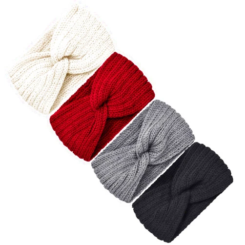 TecUnite 4 Pieces Chunky Knit Headbands Braided Winter Headbands Ear Warmers Crochet Head Wraps for Women Girls