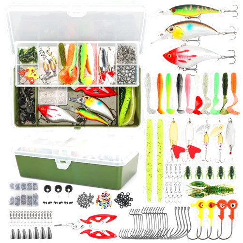 TCMBY Fishing Lures, 236Pcs Tackle Box with Tackle Included, Crankbaits, Spoon, Hooks, Weights & Fishing Accessories, Fishing Bait Lure Gear Kit Gift for Men Bass Freshwater