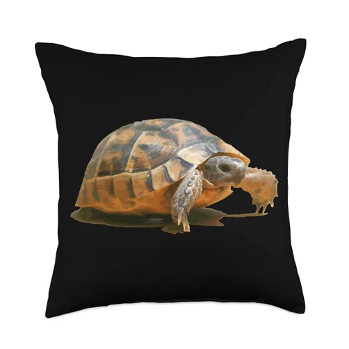 Tortoise Gifts And Land Turtle Tees by taiche Portrait of a Young Wild Tortoise Isolated Throw Pillow, 18x18, Multicolor