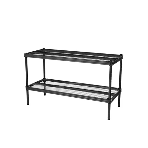 Design Ideas MeshWorks 2 Tier Shelf, Metal Storage Shelves for Kitchen, Office, and Garage Organization, Black