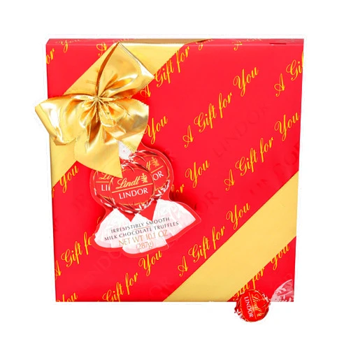 Lindt LINDOR Holiday Milk Chocolate Candy Truffles Wrapped Gift Box, Milk Chocolate with Smooth, Melting Truffle Center, 10.1 oz.