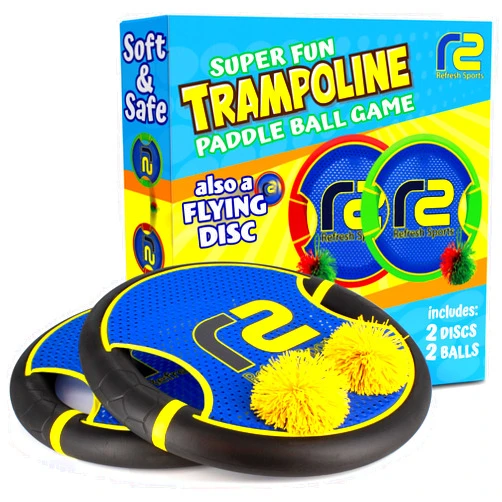 Refresh Sports Fun Bouncy Paddle & Stringy Ball Toss & Catch Game - Easy to Use for Kids All Ages - Soft Foam Design for Safe Play Indoors or Outdoors - Also Works as Flying Disc - Great Gift Idea for Boys & Girls
