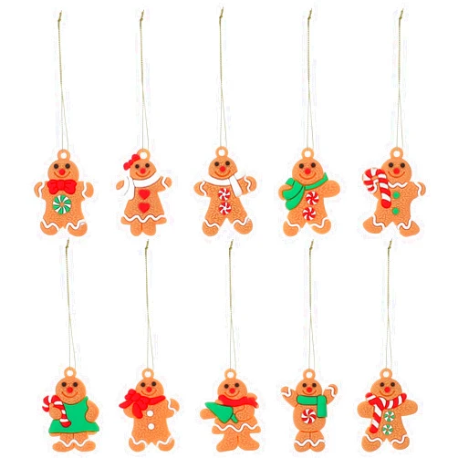 NUOBESTY Figurines Home Decor 10 Pcs Gingerbread Man Christmas Tree Ornament Traditional Gingerman Man Boy Girl Doll Hanging Decorations for Holiday Party Favor Nativity Decor