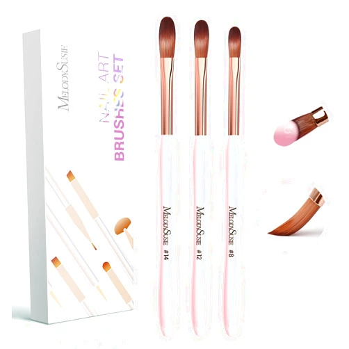 MelodySusie 3Pcs Acrylic Nail Brush Set, Size 8/12/14 Professional Nail Brushes for Acrylic Application Acrylic Powder Nail Extension and 3D Nail Carving for DIY Home Salon Nail Manicure Tool