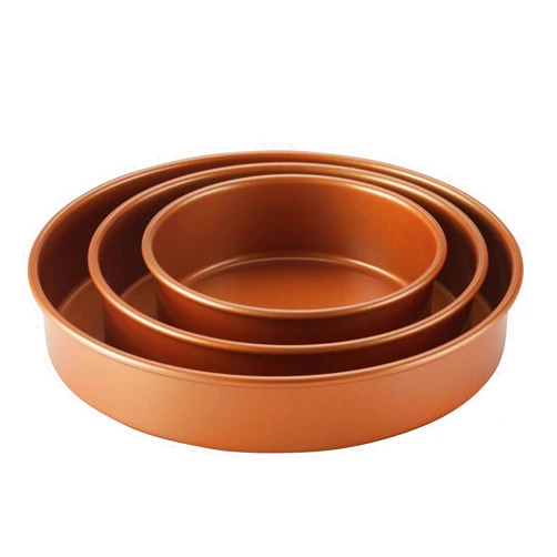 Ayesha Curry Nonstick Bakeware Nonstick Baking Pan Set / Nonstick Cake Pan Set, Round - 3 Piece, Brown