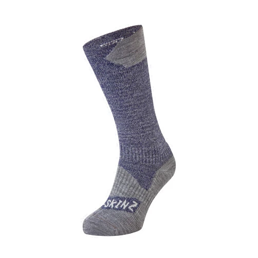 SEALSKINZ Unisex Waterproof All Weather Mid Length Sock, Black/Grey Marl, Small