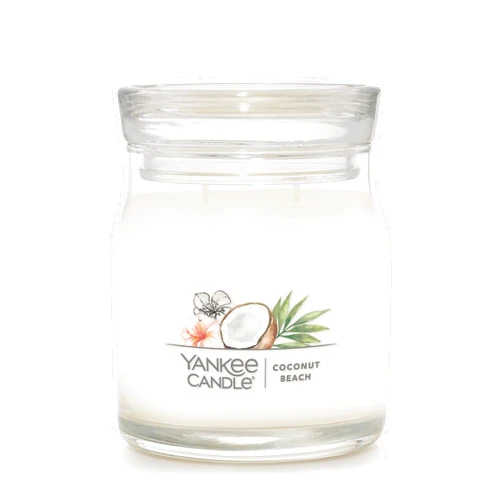 Yankee Candle Coconut Beach Scented, Signature 13oz Medium Jar 2-Wick Candle, Over 35 Hours of Burn Time