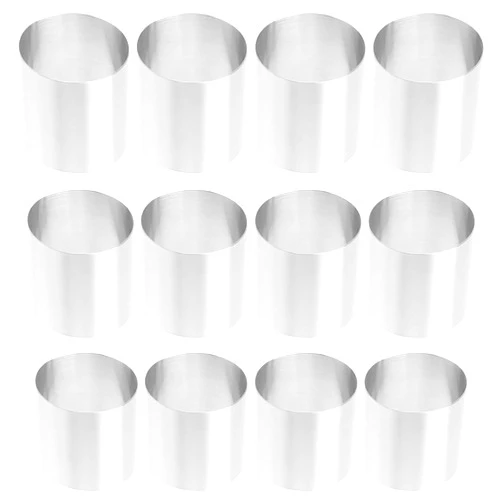 PLCPDM Set Of 12 Stainless Steel Cake Forms Cake Molds Cake Rings Stainless Steel Baking Rings For Cakes Fondant And Chocolates