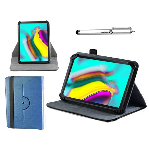 Navitech Blue Leather Case Cover with 360 Rotational Stand and Atlas Stylus Compatible with Elecost E10.1 Tablet | Fengxiang 10 inch Tablet | Fullwei 10.1Inch Tablet