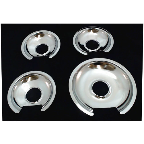 SRT Appliance Parts Chrome Burner Pans for General Electric, (3) WB32X10012 & (1) WB32X10013