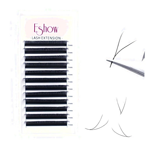 Eshow Lashes Lashes Extensions Y-shape Premade Fans 0.07 C Curl 8-14Mix Tray 12 rows 2D Easy Fans Y Lashes Premade Cluster Fans Softer and more natural professional pre-made eyelashes By Eshow Lashes0.07-C-8-14Mix