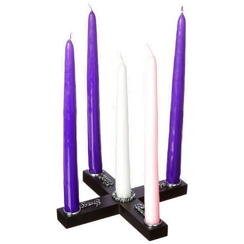 Cathedral Art Joy Faith Hope Peace (Abbey & CA Gift) Wood Cross Advent Candleholder Wreath