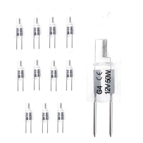 LedWekei G4 Halogen Bulbs,12v 50w Bulb Mini Spotlight Bulbs 2 Pin Clear Capsule Lamp Bulb,Dimmable 2700K Warm White Light Bulbs (12 Pack)