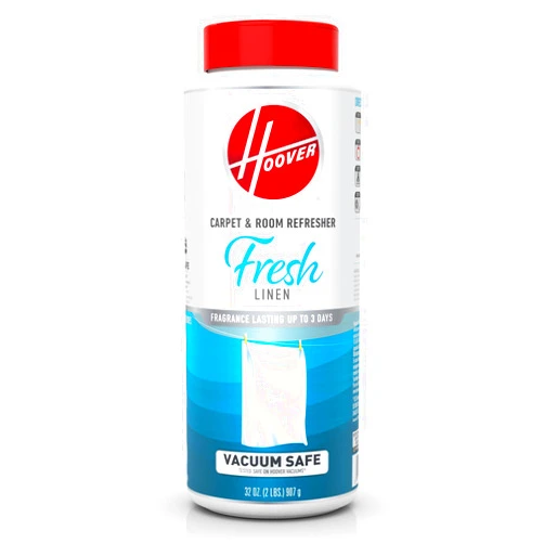 Hoover Carpet and Room Refresher, 32 oz, Carpet Powder, Odor Remover, Fresh Linen Scent, Vacuum Cleaner Safe, For Use on Carpets, Rugs, Couches and More, For Home Use