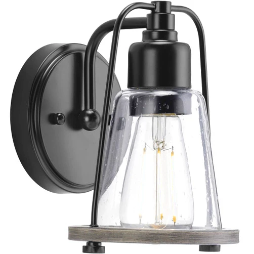 Progress Lighting P300295-031 Transitional One Light Bath Bracket from Conway Collection in Black Finish,
