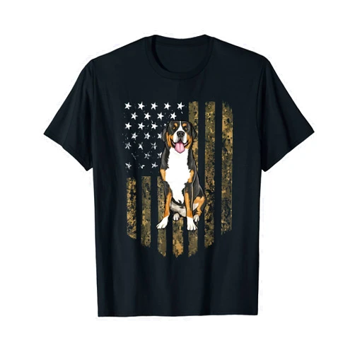 Greater Swiss Mountain Dogs Owner Gift Camo American Flag Greater Swiss Mountain Dog 4th Of July T-Shirt