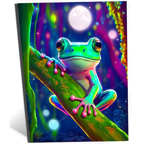 Puraikcmi DIY 5D Diamond Paintings Kits for Adults 12x16 Inch Round Diamonds Frog Diamond Art Kits, 5D DIY Paint with Diamonds Crafts Gem Dots for Home Wall Decoration Gifts