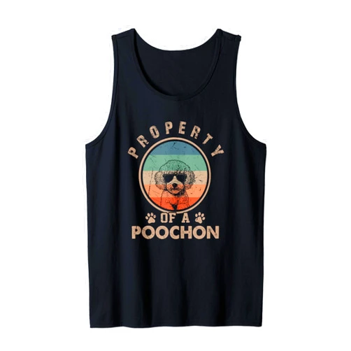 Cute Vintage Poochon Dog Christmas Men Women Gifts Property Of A Poochon Gifts Funny Poochon Dog Lover Owner Tank Top