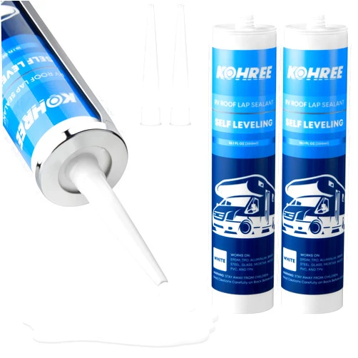 Kohree RV Roof Sealant 2 Pack, Self-Leveling Lap Sealant White, RV Caulking Sealant for RV Roofing, Maintenance, Repair