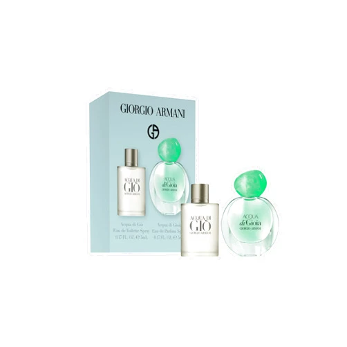 Armani Beauty – Acqua di Gioia Eau de Parfum & Acquia di Giò - 2 Piece Fragrance Mini Gift Set- Mens and Womens Duo- Travel Size